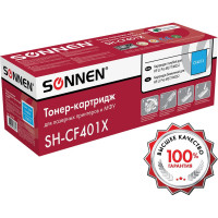 Лазерный картридж SONNEN SH-CF401X для HP LJ Pro M277/M252, высшее качество, голубой, 2300 страниц 363943