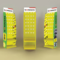 Напольная стойка для размещения товара SONNEN 205x60x50 см, 25 крючков, 2 полки, металл 504995