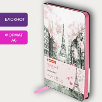 Блокнот BRAUBERG VISTA Paris малый формат 100x150 мм А6, под кожу гибкий 80 листов 112090