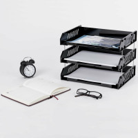 Горизонтальные лотки для бумаг BRAUBERG FILE комплект 3 шт, 335x232x246 мм, черный 238107