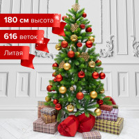 Новогодняя искусственная ель Золотая сказка Premium 180 см, литой ПЭТ, зеленая 591311