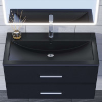 Кварцевая раковина для ванной uperwood Foster Quartz 90 см, черная матовая, космос 291030043