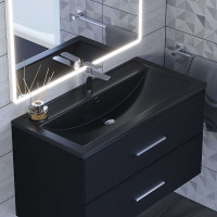 Кварцевая раковина для ванной uperwood Foster Quartz 90 см, черная матовая, космос 291030043