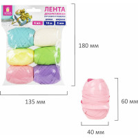 Декоративная упаковочная лента для подарков ЗОЛОТАЯ СКАЗКА глянец, 6 шт, 5 мм х 10 м, цвет ассорти 591830