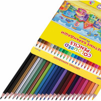 Цветные карандаши ЮНЛАНДИЯ Домики, 24 цвета, классические, грифель мягкий 3 мм 181838