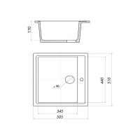 Мойка для кухни из искусственного камня WISENT вайт 510x510x200 (беларусь) MW510-28/WGER013
