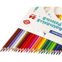 Цветные карандаши BRAUBERG PREMIUM AQUARELLE акварельные, 24 цвета, грифель мягкий 4 мм 181673