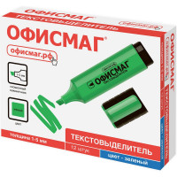 Текстовыделитель зеленый ОФИСМАГ, линия 1-5 мм 12 шт 151204