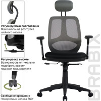 Компьютерное офисное кресло BRABIX Saturn ER-400, с подголовником, с подлокотниками, сетка 530871