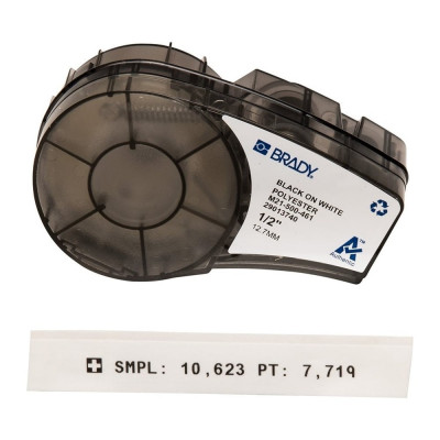 Лента 12.7мм/6.4м, полиэстер, черный на белом Brady M21-500-461 brd110932