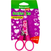 Ножницы BRAUBERG Kid Series Сердечки 130 мм, малиновый 232275