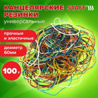 Резинки банковские 10 шт в упаковке Staff универсальные диаметром 60 мм 100г цветные натуральный каучук  440118