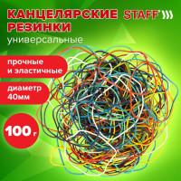 Резинки банковские 10 шт в упаковке Staff универсальные диаметром 40 мм 100 г цветные натуральный каучук  440163
