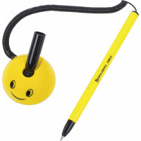 Ручка 25 шт в упаковке BRAUBERG шариковая настольная SMILE СИНЯЯ корпус желтый узел 07мм линия 035мм  143376