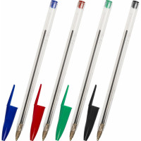 Шариковые ручки Staff Basic Budget Bp-02 набор 4 цвета, письмо 500 м, длина корпуса 13,5 см, линия письма 0.5 мм 143762