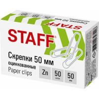 Скрепки большие 50 мм Staff, оцинкованные, 50 шт, в картонной коробке 10 шт 270452