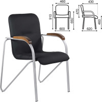 Кресло BRABIX Samba Cf-106 Box-2 серый каркас, накладки орех, кожзам черный 532763