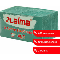 Бумажные салфетки LAIMA Big Pack 400 шт., 24x24 см, зеленые, 100 целлюлоза 114728