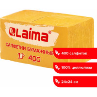Бумажные салфетки LAIMA Big Pack 400 шт, 24x24 см, желтые, 100% целлюлоза 114726