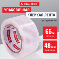 Упаковочная клейкая лента BRAUBERG КОМПЛЕКТ 6 шт. Original, 48 мм х 66 м, прозрачная, толщина 45 микрон 440172