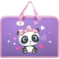 Папка на молнии ЮНЛАНДИЯ Sweet Panda с ручками, А4, 1 отделение, пластик, ширина 45 мм 271456