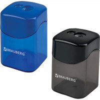 Точилка для чернографитных карандашей Win BRAUBERG 2 отверстия, с большим контейнером, с крышкой, ассорти 12 шт 222495