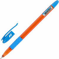 Ручка шариковая масляная с грипом Glassy Sky Blue BRAUBERG, Светло-синяя, узел 0,7 мм, линия письма 0,35 мм 12 шт 144107