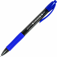 Ручка шариковая автоматическая с грипом Office Style BRAUBERG, Синяя, игольчатый наконечник 0,7мм, линия 0,35мм, тонированный корпус 12 шт 144210