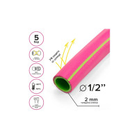 Шланг POLYAGRO ТЭП 1/2", 15 м, фуксия, резиновый армированный трёхслойный морозостойкий 7558415