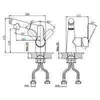 Одноручный смеситель для умывальника RUSH с вытяжной лейкой TE2835-12