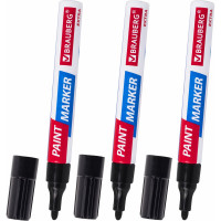 Лаковый маркер-краска BRAUBERG EXTRA paint marker 4 мм, черные, набор 3 шт., 151999