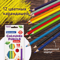 Карандаши цветные 12 шт в упаковке BRAUBERG PREMIUM 12 цветов шестигранные грифель мягкий 33 мм  181656