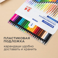 Цветные карандаши BRAUBERG 24 цвета, черное дерево, грифель мягкий 3.3 мм 181858