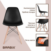 Комплект стульев BRABIX Eames Cf-010, 4 шт., пластик черный, опоры дерево/металл 532631