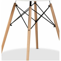 Обеденный стол BRABIX Eames T-01 круглый, диаметр 80 см, опоры дерево, пластик, белый 532633