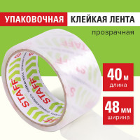 Клейкая упаковочная лента STAFF 48 мм x 40 м, прозрачная, толщина 40 микрон, 6 шт Classic 440176