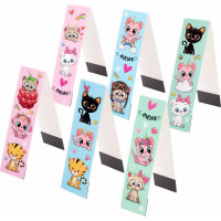 Закладки для книг Meow Cats с магнитом ЮНЛАНДИЯ, блестки, 25x196 мм, 10 упаковок по 6 шт., 113442