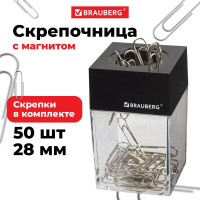 Магнитная скрепочница с 50 никелированными скрепками 28 мм BRAUBERG 7 шт 271179