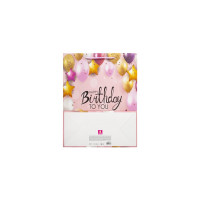 Подарочный пакет ЗОЛОТАЯ СКАЗКА Happy Birthday 265x127x330 мм, фольга, розовый 608238