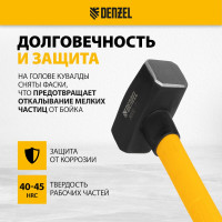 Кованая кувалда Denzel 3000 г, фибергласовая рукоятка c TPR покрытием, 880 мм 11022