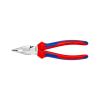 Комбинированные остроконечные плоскогубцы KNIPEX с удлинёнными губками, длина 185 мм, хром, 2-комп ручки KN-0825185