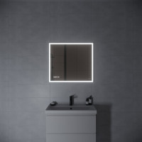 Зеркало Cersanit design LED 011 80x70 с подсветкой часы металл рамка прямоугольное 63561