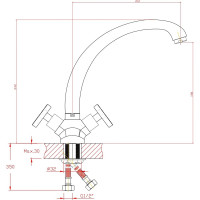 Смеситель для кухни ARCO DA VELLA маховик крест, металл, с гайкой А45(1)18 04952