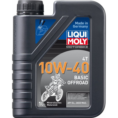 Минеральное моторное масло 4T для четырехтактных мотоциклов LIQUI MOLY Motorbike 4T Basic Offroad 10W-40 SL;JASO MA2 3059