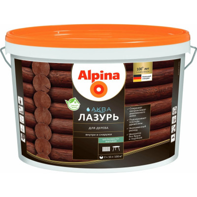 ALPINA Аква Лазурь для дерева, рябина 10л 948103596