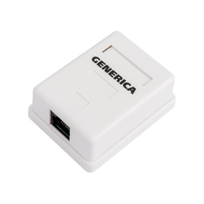 GENERICA Розетка информационная RJ45 кат.5е UTP 1 порт настенная CS2-1C5EU-12-G
