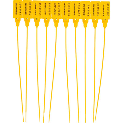 ООО Пломба.Ру Пломба пластиковая номерная, D 2,3 мм., L 220 мм., Цвет желтый 50 шт. КПП-3-1602 ст 639315