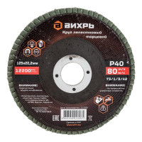 Вихрь Круг лепестковый торцевой 125x22,2 мм, Р40 73/1/3/42