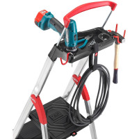 Алюминиевая стремянка с лотком и выдвигающейся ручкой Hailo L100 TopLine 5 ступеней 8050-507