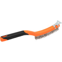 Проволочная щетка NEO Tools нержавеющая проволока, 3х19 рядов со скребком 39-052
